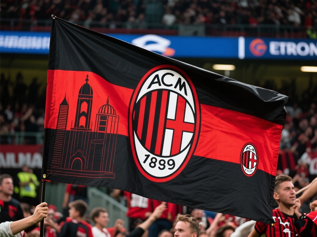 在一次国际赛事中，AC米兰球迷自发制作旗